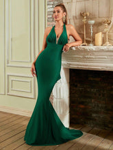ADYCE V-Neck Halter Backless Formal Evening Party Dress For Women